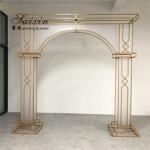 Factory luxury gold frame with white membrane arch for wedding furniture