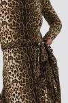 Autumn Fashion Women Long Sleeve And High Neck Leo Polo Dress Brown