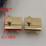 New fashion light gold zinc alloy metal bag hardware rectangle handbag turn lock