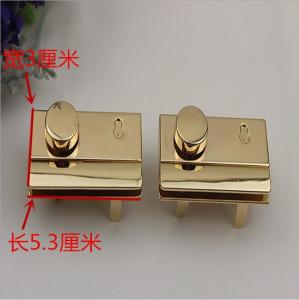 Wholesale New fashion light gold zinc alloy metal bag hardware rectangle handbag turn lock from china suppliers