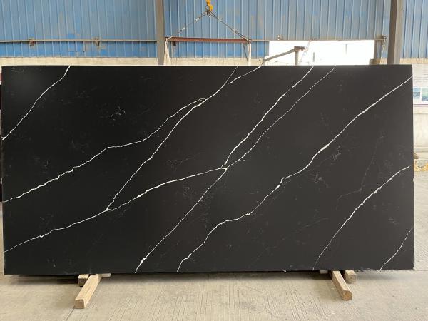 White Vein Calacatta Quartz Stone Black Marble Slab Counter Top Countertop For