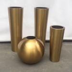 Outdoor large stainless steel mirror planters gold flower pots for hotel