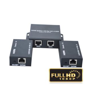 Wholesale 1080P 60Hz Fiber Optic Extender 60m HDMI 1 x 2 Splitter By Cat 5E / 6 Cable from china suppliers