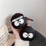 Anti Lost Cute Black Airpod Cases Black Silicone Cartoon Finger Print Proof