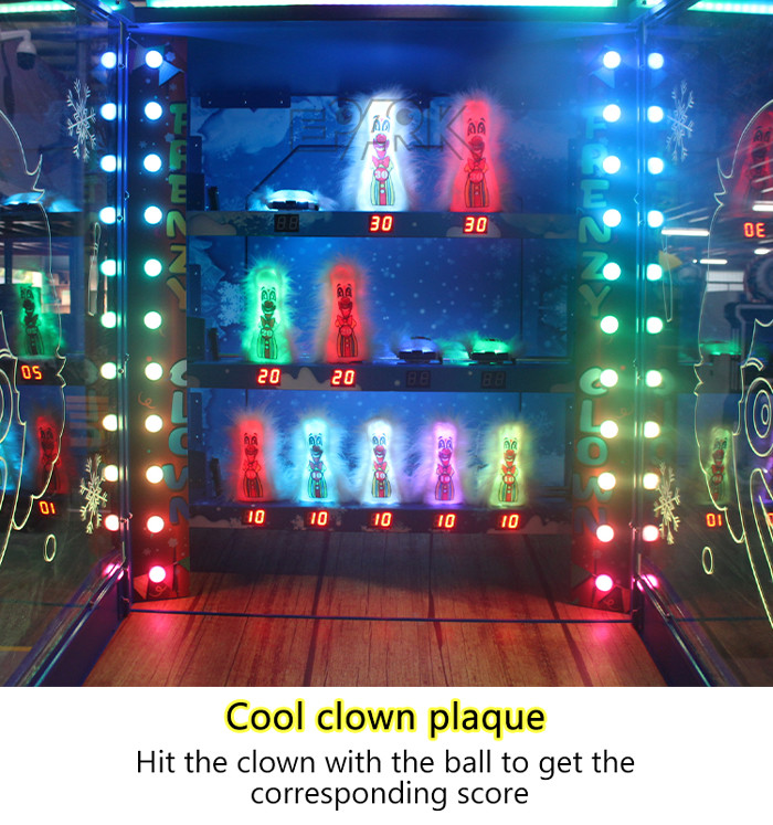 Coin Operated Lottery Game Machine Clown Frenzy Push Clown 220V