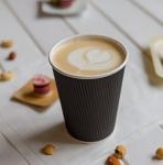 Hot Coffee Ripple Wall Paper Cups 12 Ounce With Food Grade Printing Ink