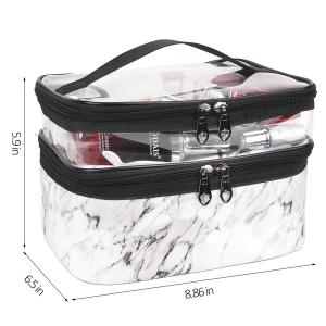 Wholesale White Marble Double Layer Travel PU Leather Cosmetic Cases from china suppliers