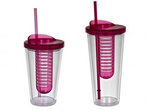 Wholesale 16oz double wall AS/PS tumbler with straw and infuser eco-friendly FDA/LFGB/CA65/CE/EU from china suppliers