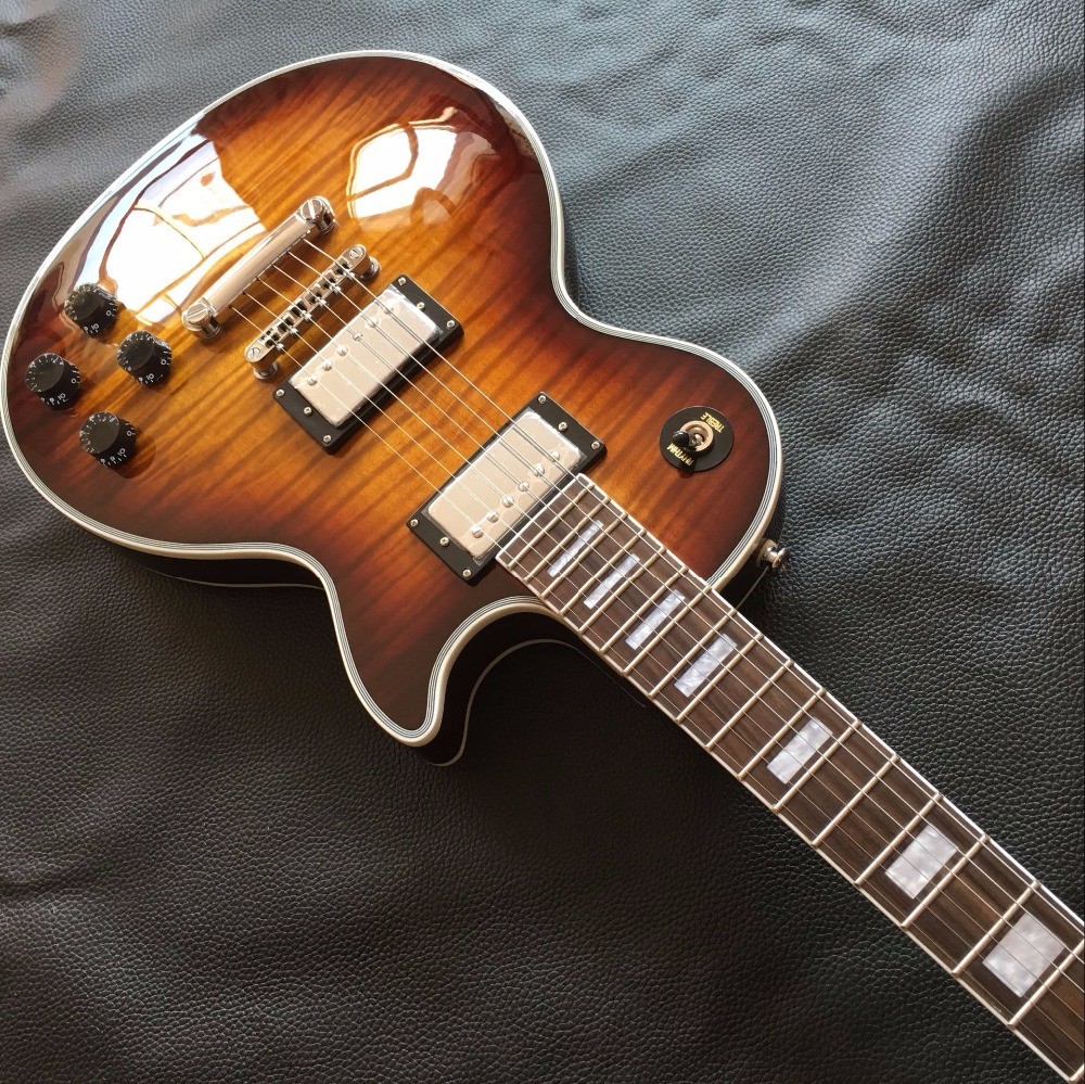 2017 line up custom 1959 R9 Tiger Flame LP Electric guitar,Chrome hardware,Chibson solid mahogany LP guitar