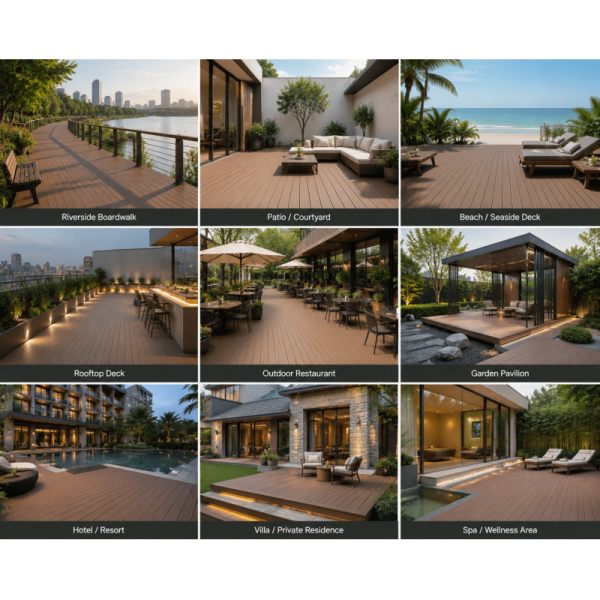 Double Sided WPC Decking 140x30mm Grooved Anti Slip Composite Outdoor Flooring Spa