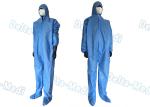 Safe Disposable Coverall Suit , SMS Disposable Blue Coveralls With Hood / Boots