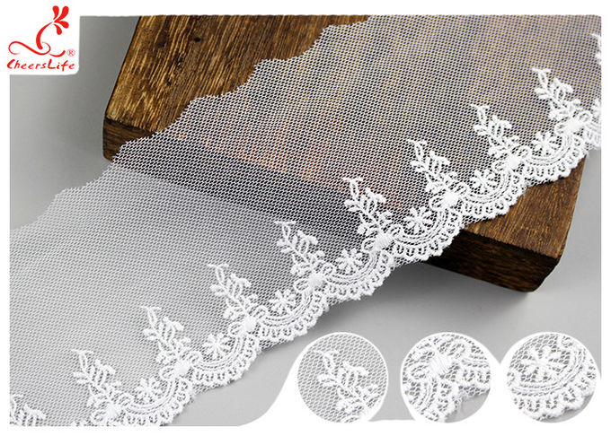 Sri Lanka Embroidery Floral Nylon Lace Trim With Cotton Material Customized