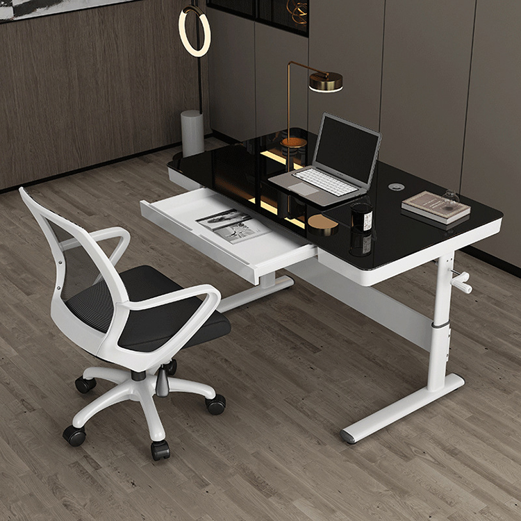 Height Adjustable White Wooden Standing Computer Desk with SPCC Steel/Iron Frame Material