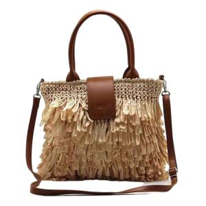 Wholesale ECO Friendly Fashion Summer Tote Handbag Bohemian Handmade Bali Bags Straw Beach Bag Cotton Canvas Shopping Bags from china suppliers