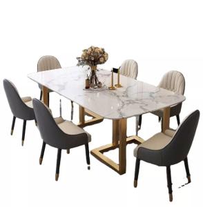 Wholesale Square Faux Marble Dining Table 6 Chairs Light Luxury Style For Home Furniture from china suppliers