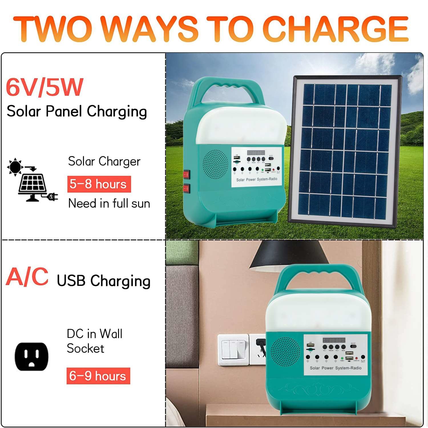 6000mAh Portable Solar Camping Light 2.3kg Indoor Rechargeable Mini 3.7V