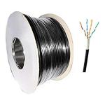 Outdoor UTP CAT5E Cable 24AWG Solid PE+PVC 500FT Black Outdoor Waterproof Cable