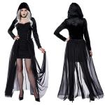 Adults Performance Wear Black Gauze Cape for Witch Costume and Festival Stage