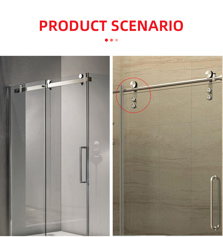 Ceramic Tray Round Track Shower Sliding Glass Door Hardware for Frameless Enclosure