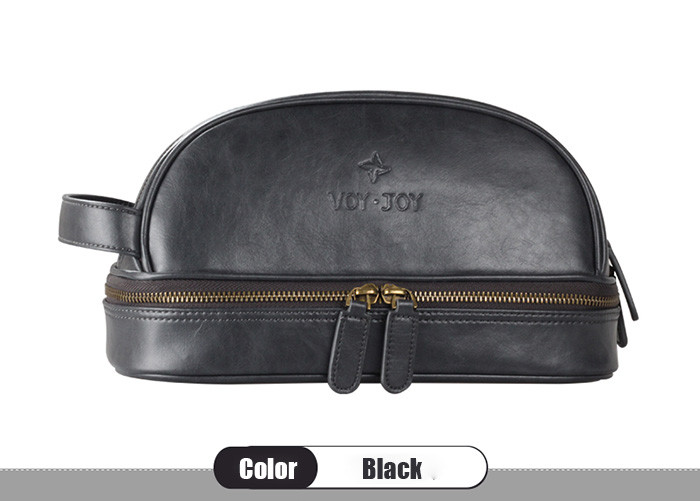 Luxury PU Leather Mens Toiletry Bag Khaki Black Brown Colors OEM/ODM Service