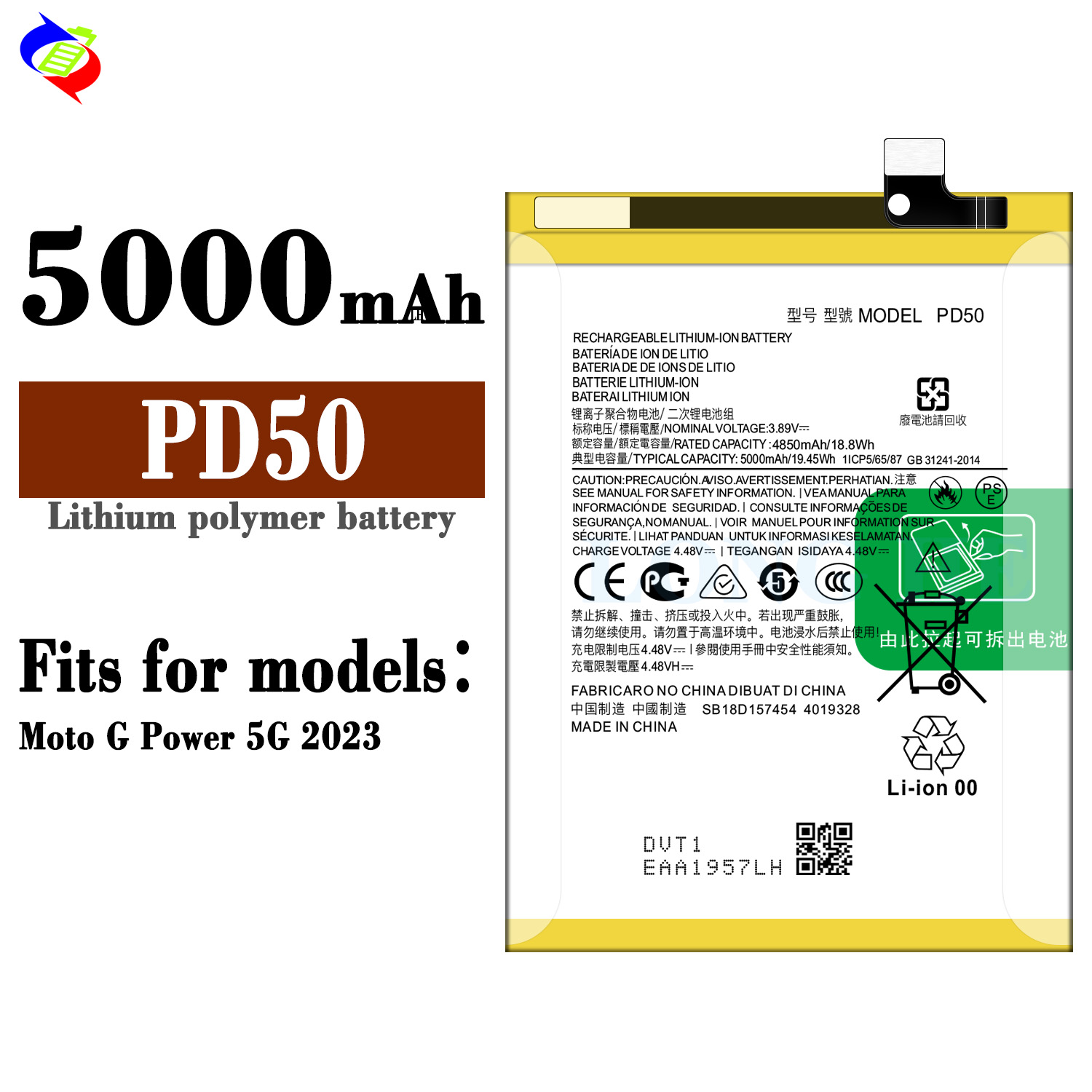 5000mAh Battery for Moto G Power 5G 2023 Phone PD50 AAA Rechargeable Replacement