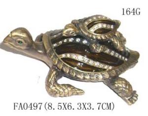 Wholesale Lovely turtle metal alloy pewter jeweled enameled trinket box from china suppliers