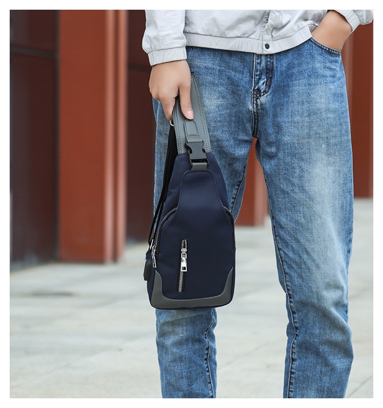 None Decoration Men's Messenger Bag with USB Charging and Multifunctional Design