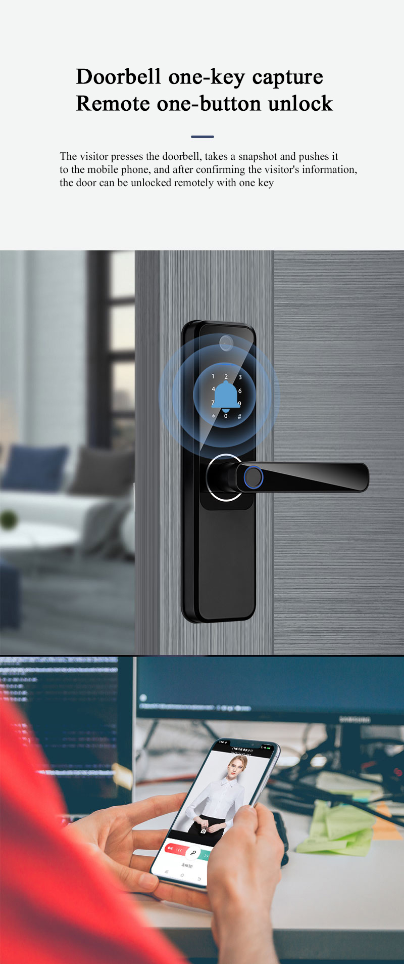 Tuya Wifi Smart Camera Lock Cloud Storage Apartment Bedroom Door Lock