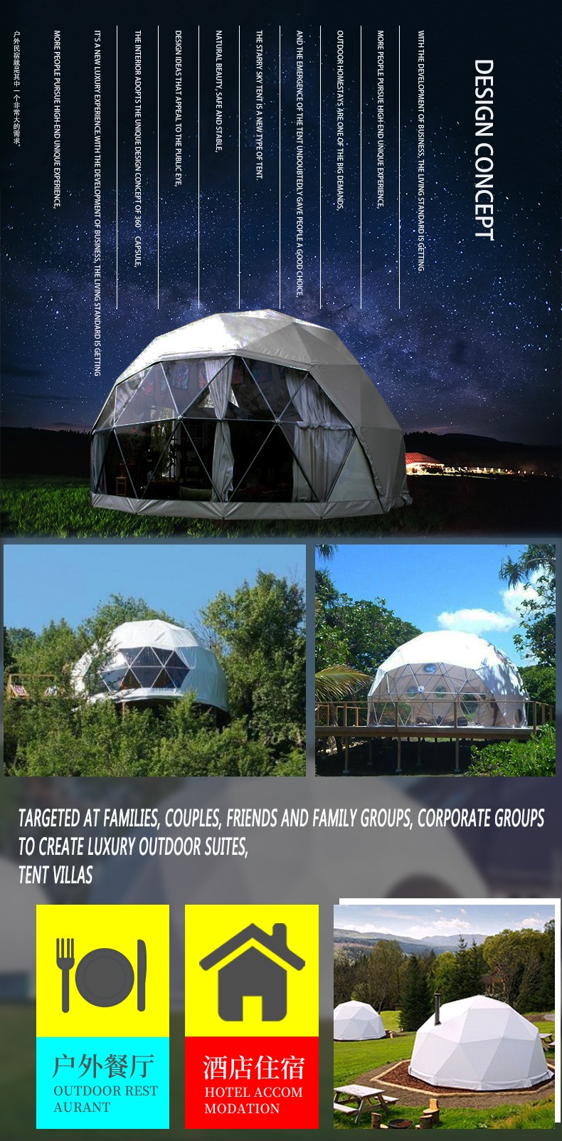 larger image Add to Compare Share luxury 6m pvc winter snow heated camping half dome tent for desert