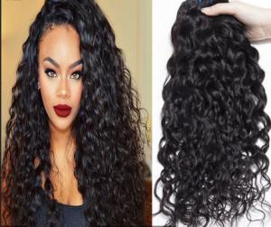 Wholesale Natural Black Unprocessed Curly Human Hair Extensions Water Wave from china suppliers
