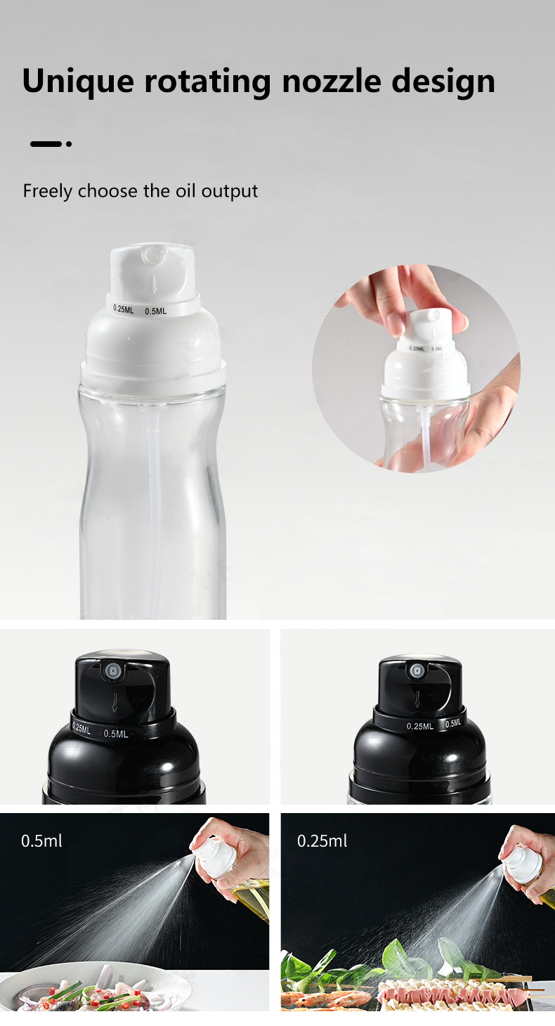 Refillable Food Grade Oil Sprayer Bottle 200ml Glass Mister Bottle For Cooking