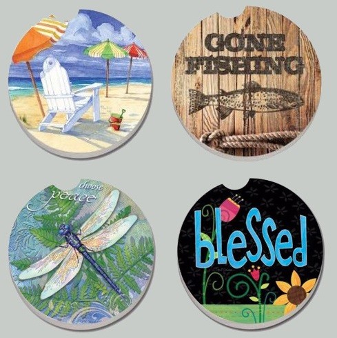 China Factory Wholesale Price 4'' Shiny Round Ceramic Cork Coaster for Gift, Promotion Use, Set of 6