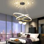 Modern Gold Chandelier Round Aluminum Pendant Light Star Ball Projection Durable