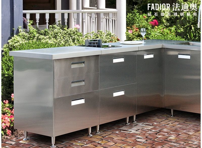 Fadior Original Stainless Steel Outdoor Cabinet With Built-In 5-Burner Gas BBQ Grill