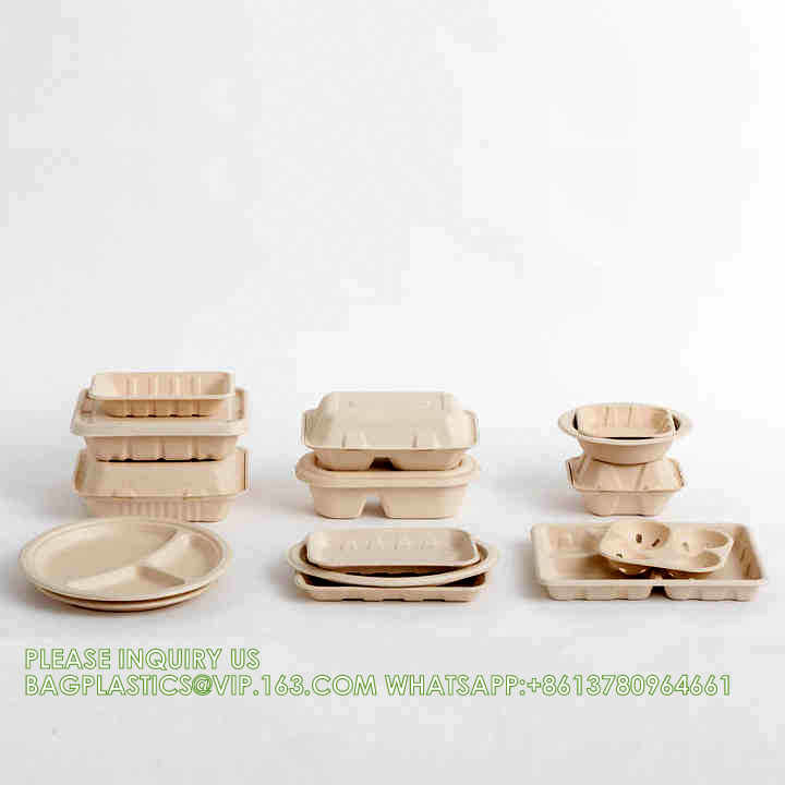 Compostable Sugarcane Bagasse Paper Round Plates 9 Inch 9" Greaseproof And Microwavable PFAS Disposable Plates
