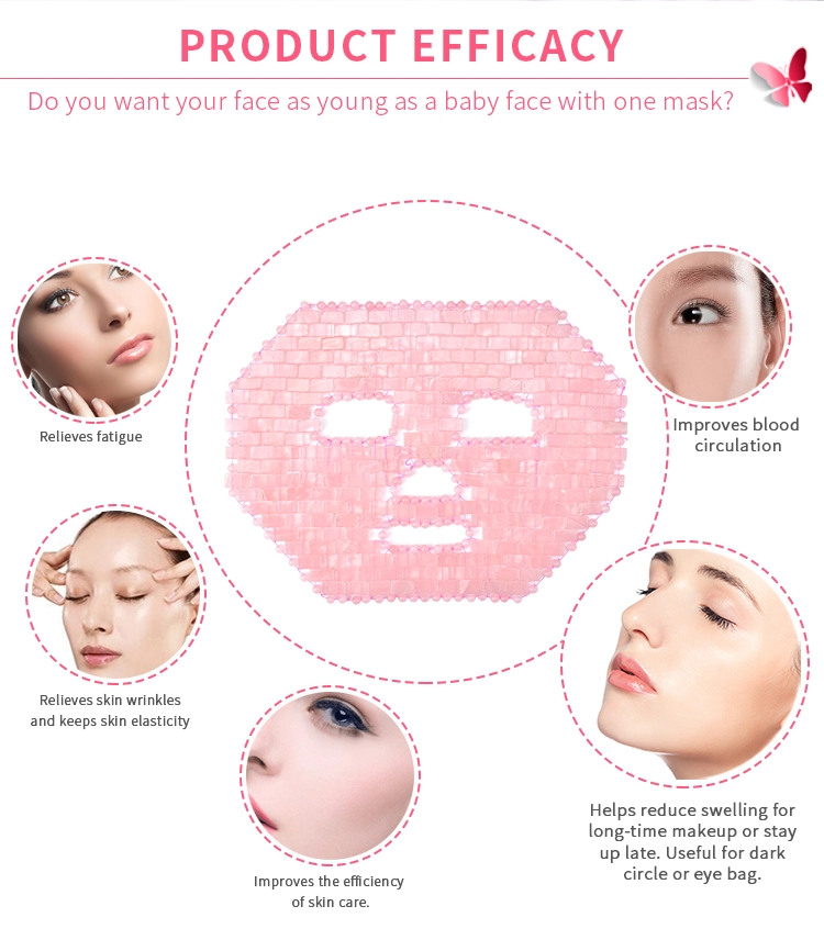 25cm Pink Natural Stone Eye Jade Sleep Mask Wrinkle Remover