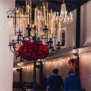 Wholesale ZT-361B Gorgeous strong 25 arms black metal candle holder for wedding decorations from china suppliers