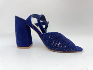 Wholesale Square Toe High Heel Sandals Navy Soft Nubuck Genuine Leather Sandals For Ladies from china suppliers