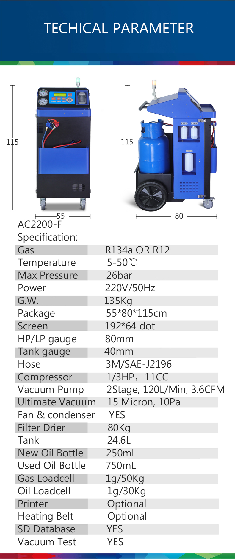 Car AC Flushing R134A Recovery Machine Air Conditioning Station 26 bar