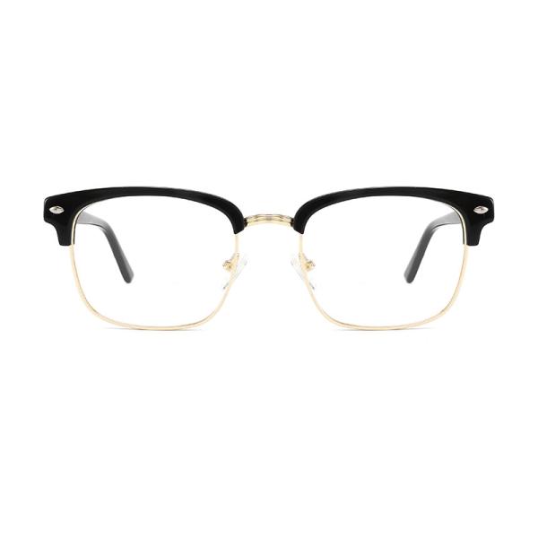 Square Men'S Acetate Metal Glasses Designer Non Prescription Clear Lens