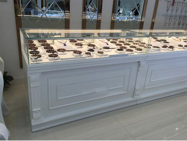 White Color Jewelry Store Showcases Jewellery Display Cabinets OEM / ODM