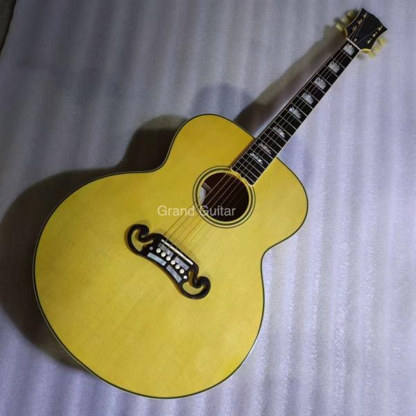 Custom Solid 43 Inch Jumbo Parlor Acoustic Guitar Flamed Maple Back Side Ebony