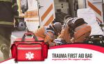 Professional Red Empty Trauma First Aid Medical Bag, 15"X10"X9", Multi