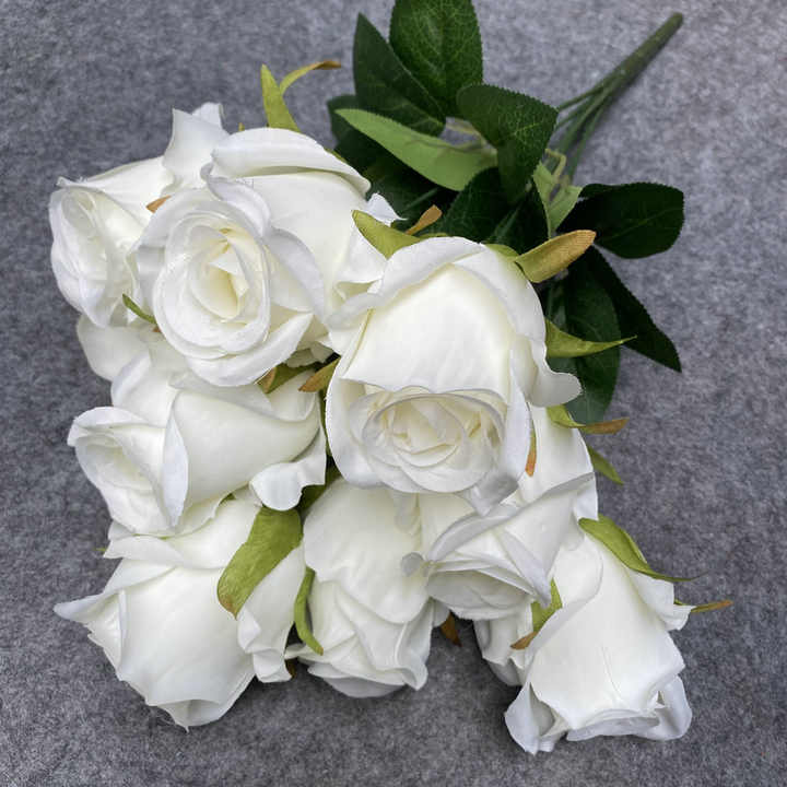 C230 240 Wool Cloth 7 Heads Zixia Fairy Simulation Decorative Flowers Wedding Bouquets Indoor Dried Flower Artificial Silk Rose