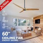 6 Speeds Control Solid Wood Ceiling Fan 60 Inch For Living Room