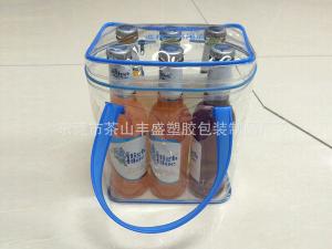 Wholesale Heat Seal Zipper Blue PVC Wine Bag , Plastic Ice Wine Bags With Handle from china suppliers