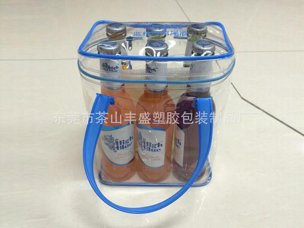 Water Resistant Plastic PVC Wine Bag , Wine Bottle Ice Bags Cooler With Tube