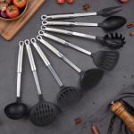 Kitchen tools utensils set with Nylon head Stainless steel handle fork ladle