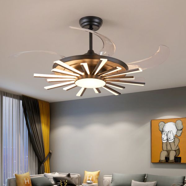 Linkway Classic US Design Air Cooling Ceiling Fan Light Chrome Nickel Metal Blade Remote Control Electric Power Source for Household Hotel Use