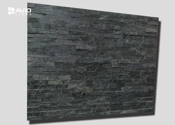 Black Quartz Cultured Stone Wall Panels Light Weight 10-20mm Thickness